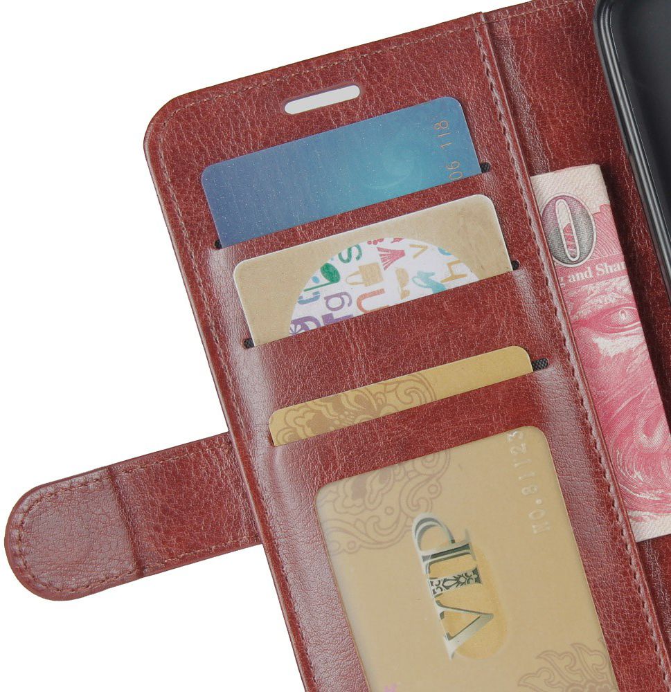 Motorola One Zoom Crazy Horse Leren Portemonnee Hoesje Bruin afbeelding 5