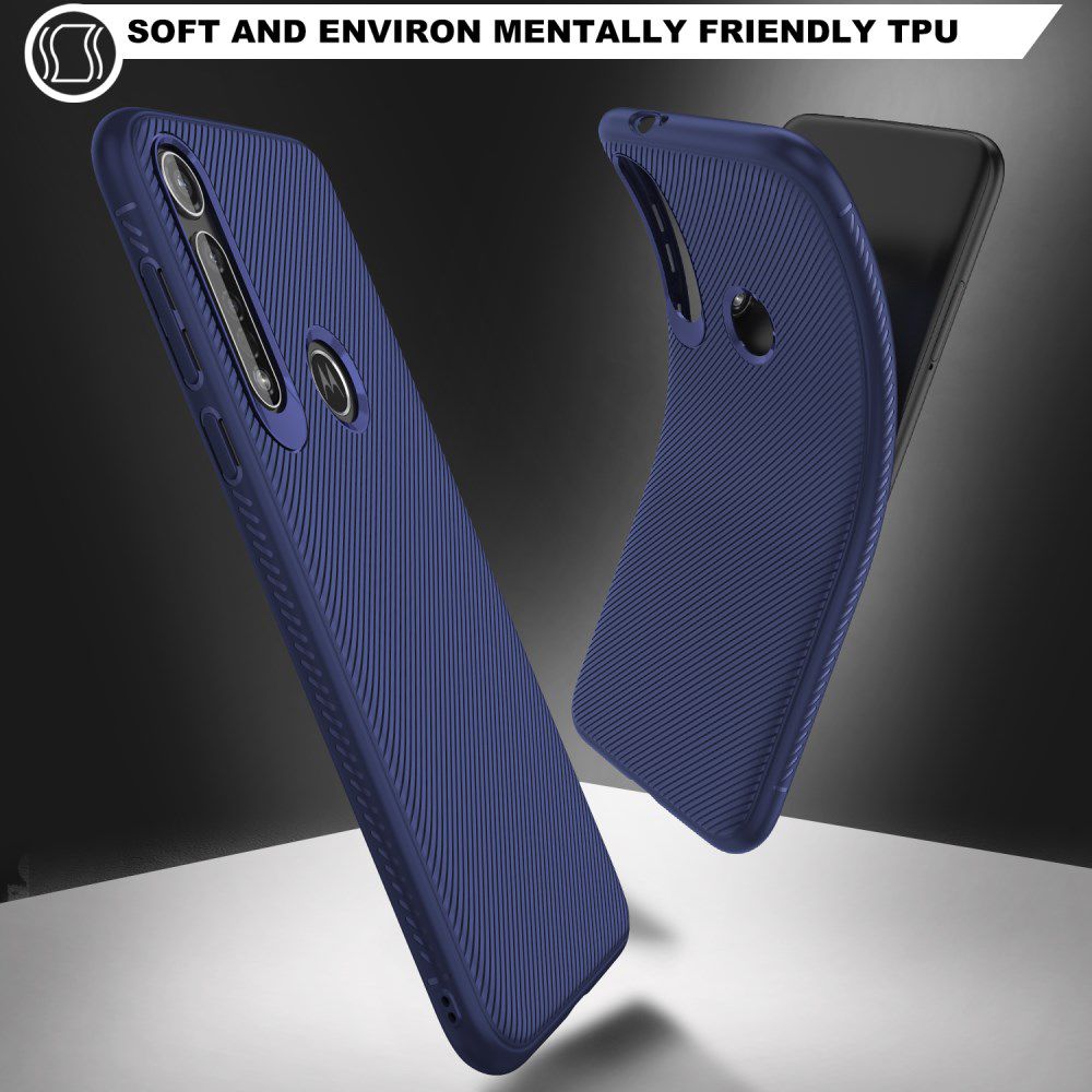 Motorola Moto G8 Plus Twill Slim Texture Back Cover Blauw afbeelding 4
