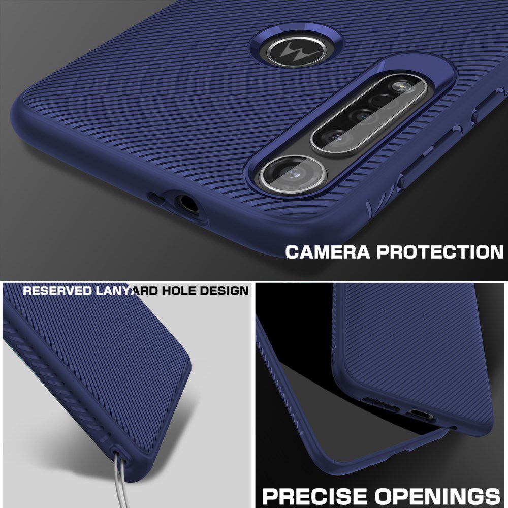 Motorola Moto G8 Plus Twill Slim Texture Back Cover Blauw afbeelding 5