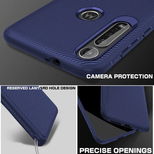 Motorola Moto G8 Plus Twill Slim Texture Back Cover Blauw afbeelding 5