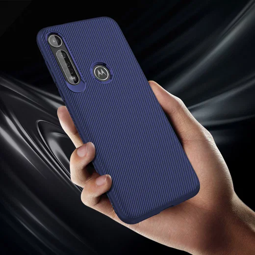 Motorola Moto G8 Plus Twill Slim Texture Back Cover Blauw afbeelding 6