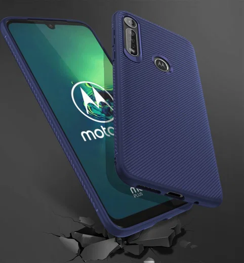 Motorola Moto G8 Plus Twill Slim Texture Back Cover Blauw afbeelding 7