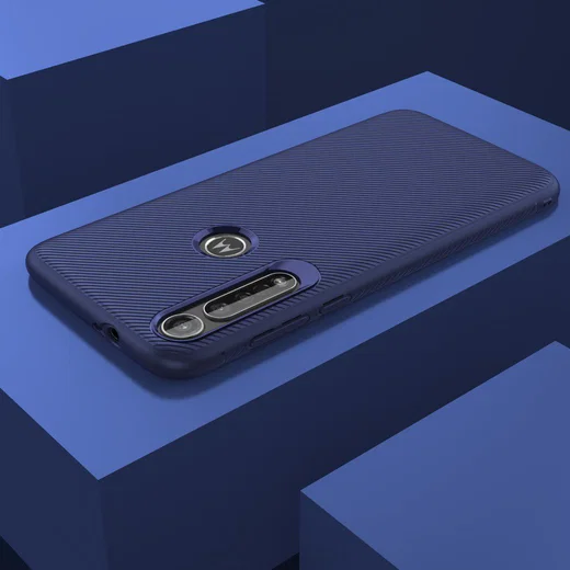 Motorola Moto G8 Plus Twill Slim Texture Back Cover Blauw afbeelding 8