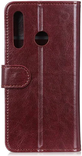 Motorola One Macro Crazy Horse Leren Portemonnee Hoesje Bruin afbeelding 2
