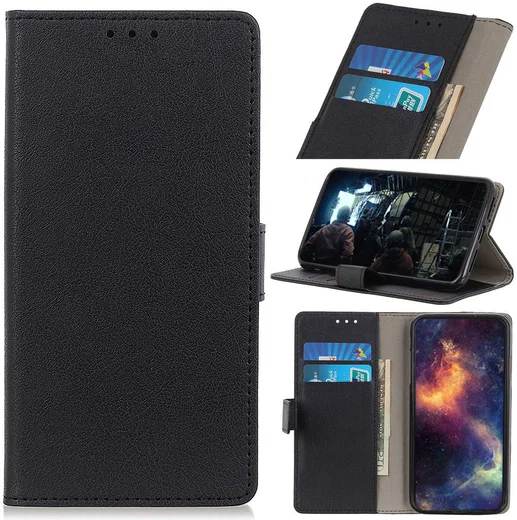 Motorola One Macro Lychee Portemonnee Hoesje met Standaard Zwart afbeelding 12