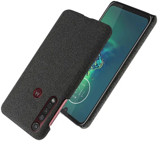 Motorola Moto G8 Plus Stof Hard Back Cover Zwart afbeelding 2