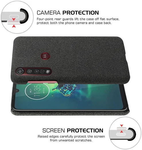 Motorola Moto G8 Plus Stof Hard Back Cover Zwart afbeelding 6