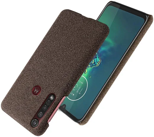 Motorola Moto G8 Plus Stof Hard Back Cover Coffee afbeelding 2