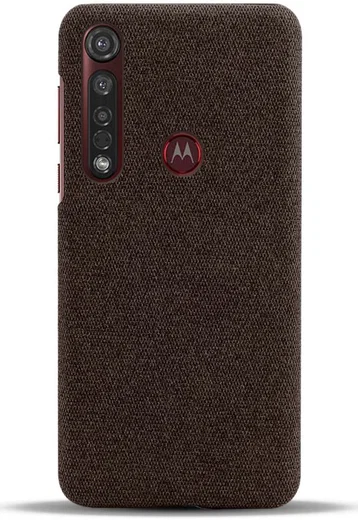 Motorola Moto G8 Plus Stof Hard Back Cover Coffee afbeelding 3