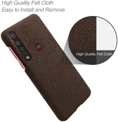 Motorola Moto G8 Plus Stof Hard Back Cover Coffee afbeelding 4