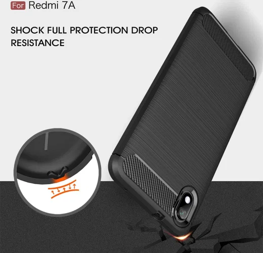Xiaomi Mi Redmi 7A Geborsteld TPU Hoesje Zwart afbeelding 5
