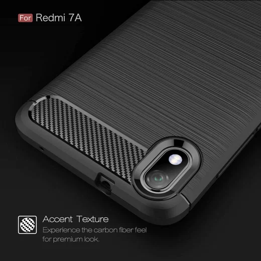 Xiaomi Mi Redmi 7A Geborsteld TPU Hoesje Zwart afbeelding 6