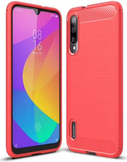 Xiaomi Mi A3 Geborsteld TPU Hoesje Rood afbeelding 1