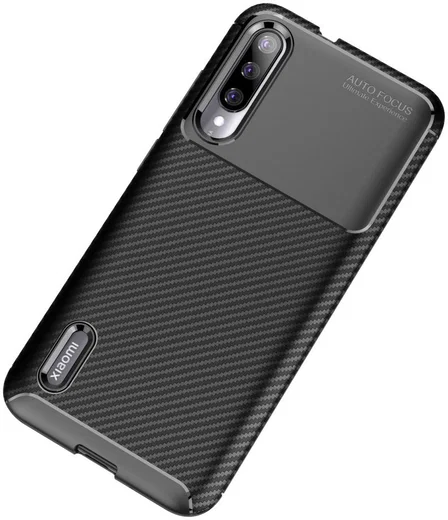 Xiaomi Mi A3 Siliconen Carbon Hoesje Zwart afbeelding 4
