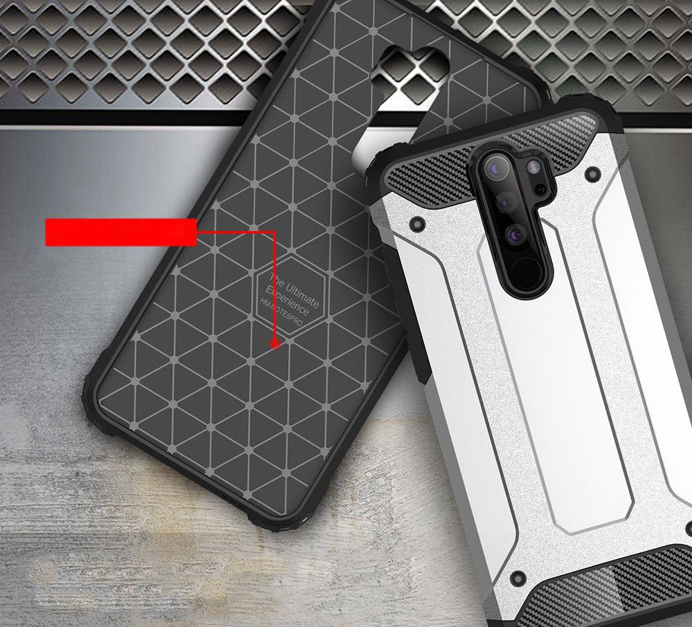 Xiaomi Redmi Note 8 Pro Armor Guard Hybrid Case Zilver afbeelding 3