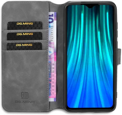 Xiaomi Redmi Note 8 Pro Retro Portemonnee Hoesje Grijs afbeelding 1