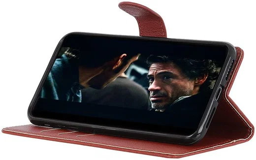 Alcatel 3X 2019 Litchi Skin Leren Portemonnee Hoesje Bruin afbeelding 5