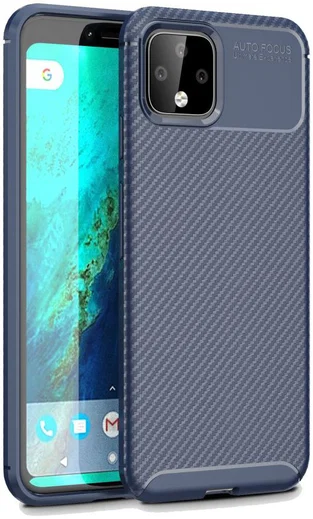 Google Pixel 4 XL Siliconen Carbon Hoesje Blauw afbeelding 1