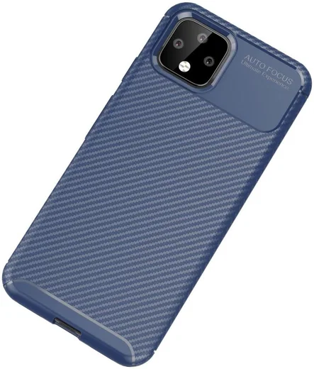 Google Pixel 4 XL Siliconen Carbon Hoesje Blauw afbeelding 2