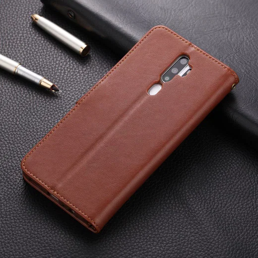 AZNS Oppo A5 / A9 2020 Portemonnee Stand Hoesje Bruin afbeelding 2