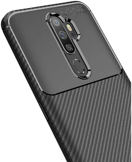 Oppo A5 / A9 2020 Siliconen Carbon Hoesje Zwart afbeelding 4