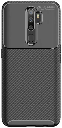Oppo A5 / A9 2020 Siliconen Carbon Hoesje Zwart afbeelding 7