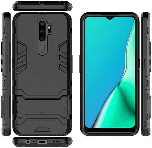 Oppo A9 (2020) Hybrid Kickstand Hoesje Zwart afbeelding 9