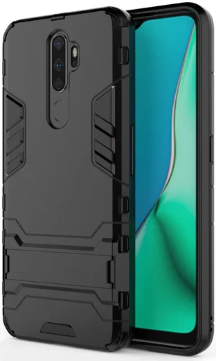 Oppo A9 (2020) Hybrid Kickstand Hoesje Zwart afbeelding 1
