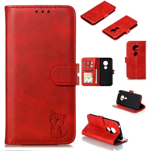 Nokia 6.2 / 7.2 Portemonnee Hoesje Met Kat Rood afbeelding 8
