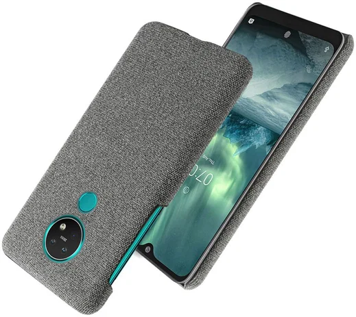 Nokia 7.2 Stof Hard Back Cover Grijs afbeelding 2