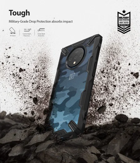 Ringke Fusion X Design OnePlus 7T Hoesje Camo Zwart afbeelding 7