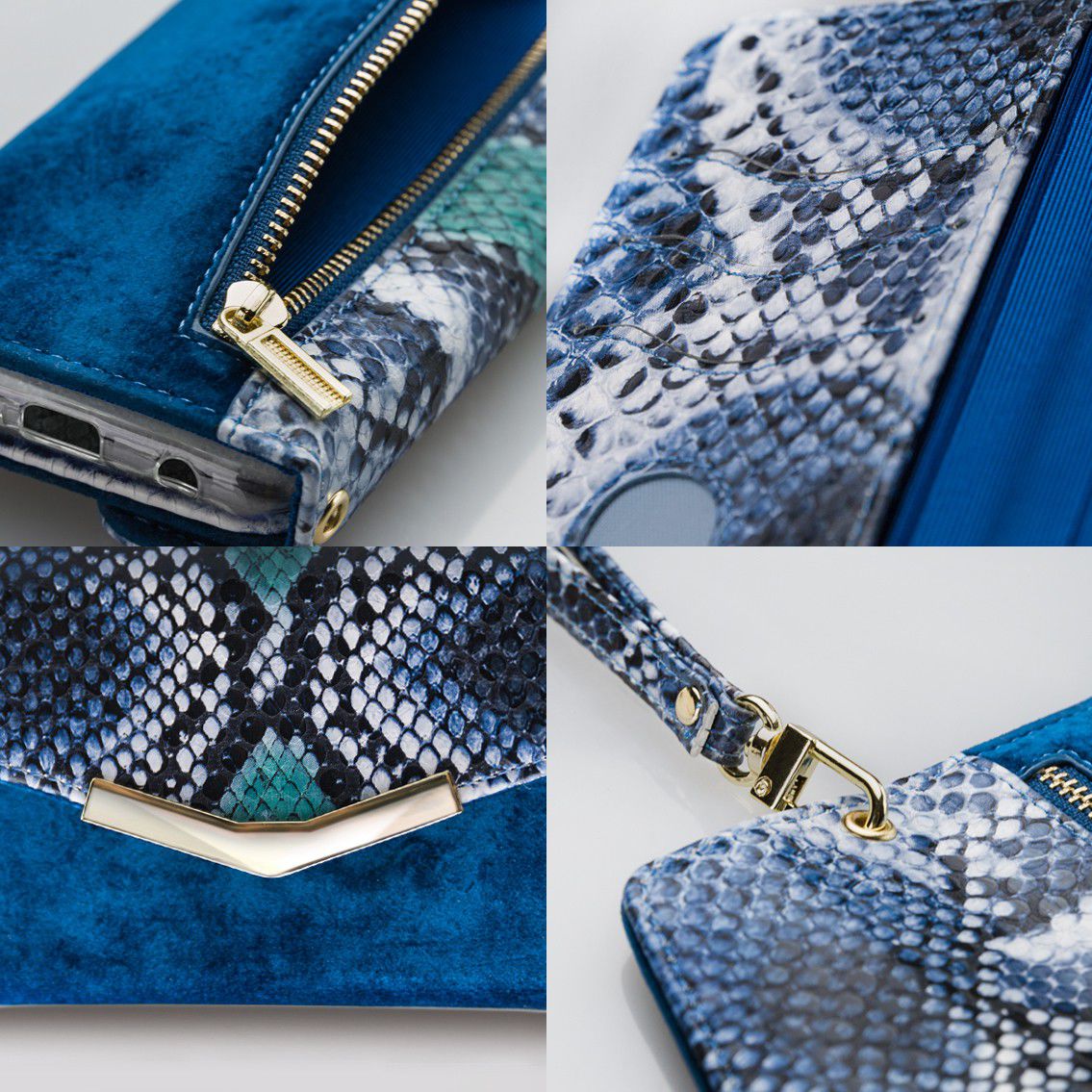 Mobilize Velvet Clutch Apple iPhone 11 Pro Max Hoesje Royal Blue Snake afbeelding 8