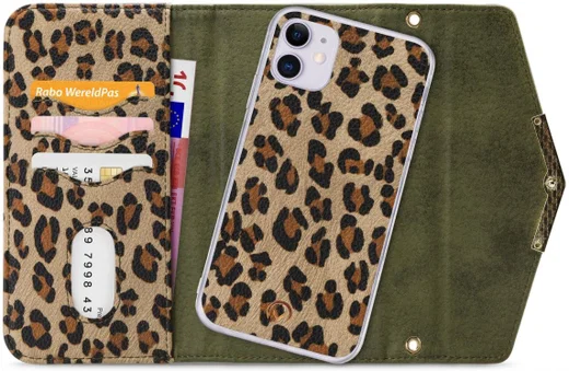 Mobilize Velvet Clutch Apple iPhone 11 Hoesje Green Leopard afbeelding 1