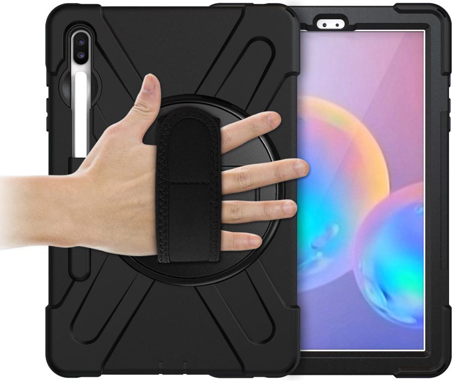 Samsung Galay Tab S6 Hybride Kickstand Hoesje met Handriem Zwart afbeelding 10