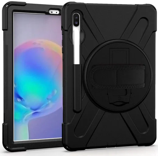 Samsung Galay Tab S6 Hybride Kickstand Hoesje met Handriem Zwart afbeelding 11