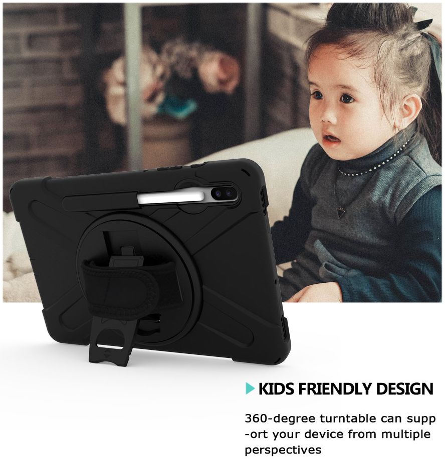 Samsung Galay Tab S6 Hybride Kickstand Hoesje met Handriem Zwart afbeelding 12