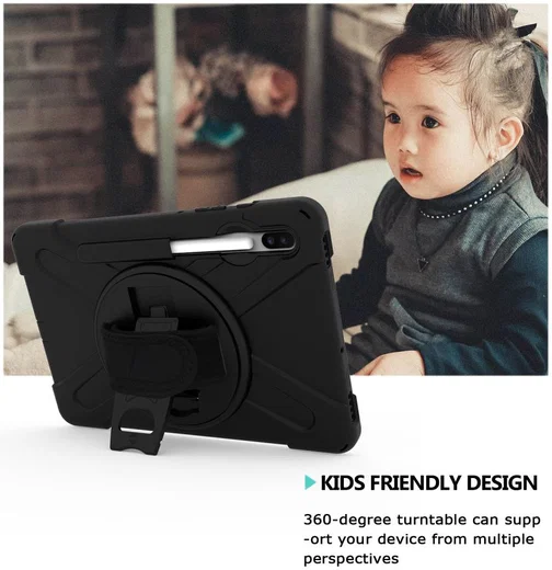 Samsung Galay Tab S6 Hybride Kickstand Hoesje met Handriem Zwart afbeelding 12