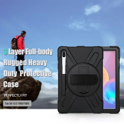 Samsung Galay Tab S6 Hybride Kickstand Hoesje met Handriem Zwart afbeelding 15