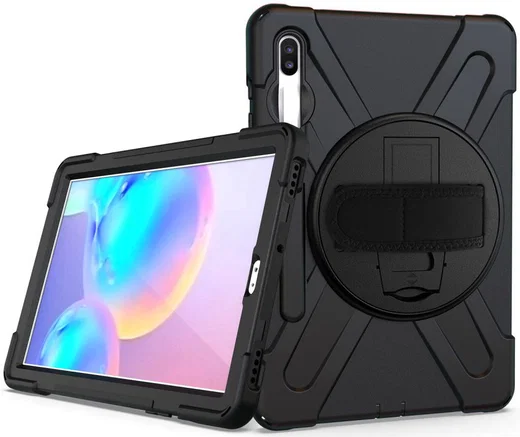 Samsung Galay Tab S6 Hybride Kickstand Hoesje met Handriem Zwart afbeelding 16