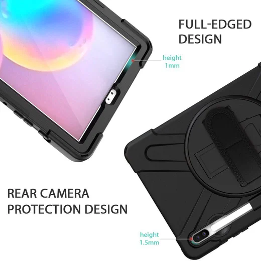 Samsung Galay Tab S6 Hybride Kickstand Hoesje met Handriem Zwart afbeelding 17