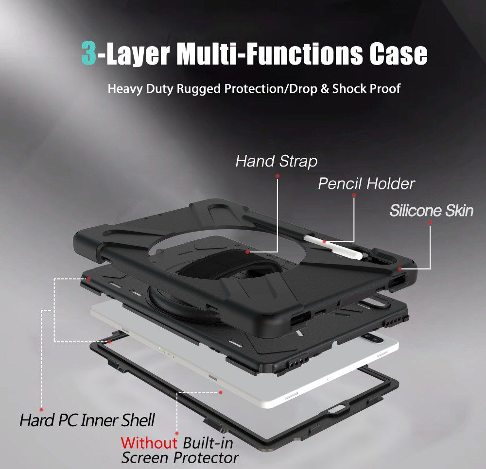 Samsung Galay Tab S6 Hybride Kickstand Hoesje met Handriem Zwart afbeelding 3