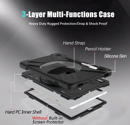 Samsung Galay Tab S6 Hybride Kickstand Hoesje met Handriem Zwart afbeelding 3