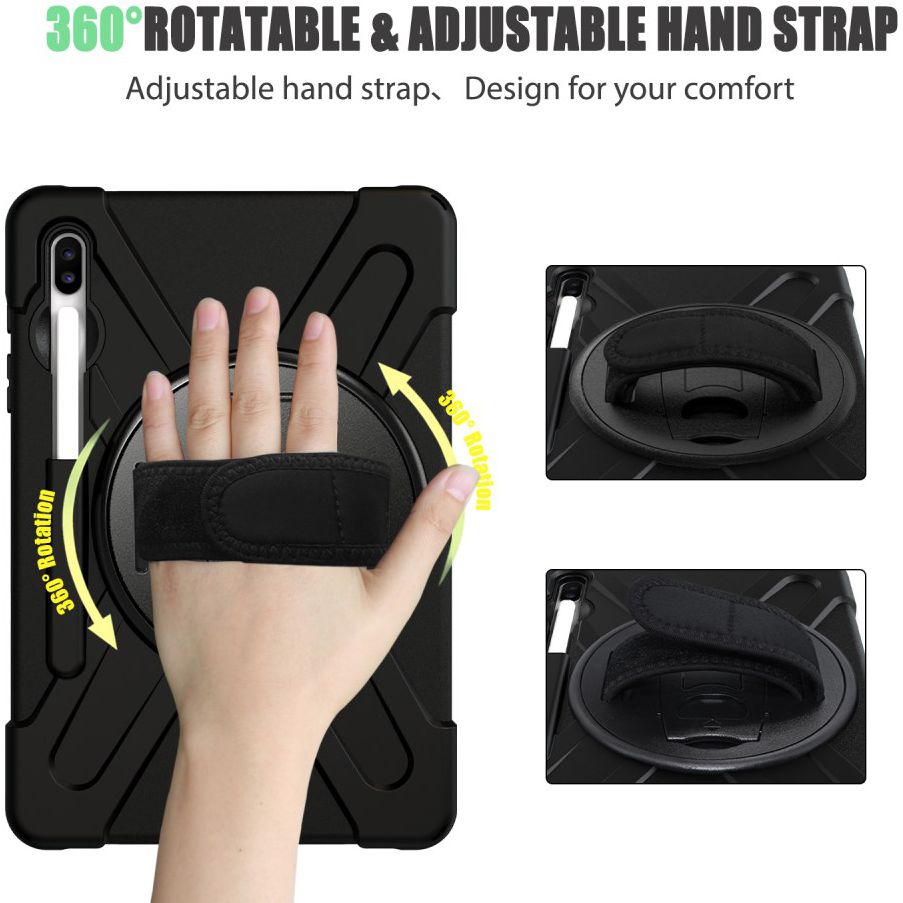 Samsung Galay Tab S6 Hybride Kickstand Hoesje met Handriem Zwart afbeelding 5