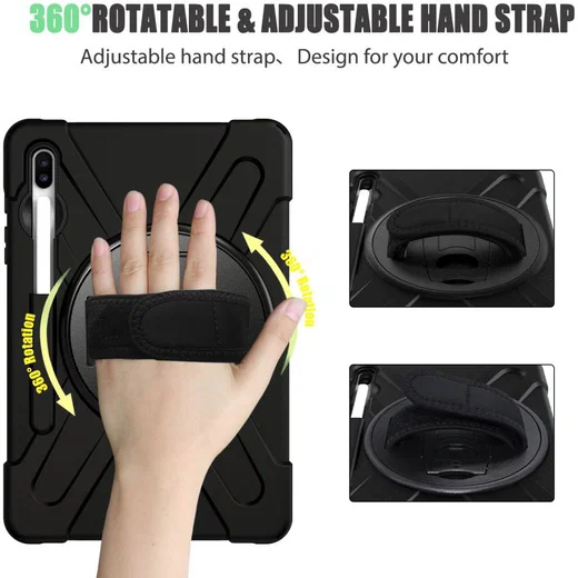 Samsung Galay Tab S6 Hybride Kickstand Hoesje met Handriem Zwart afbeelding 5