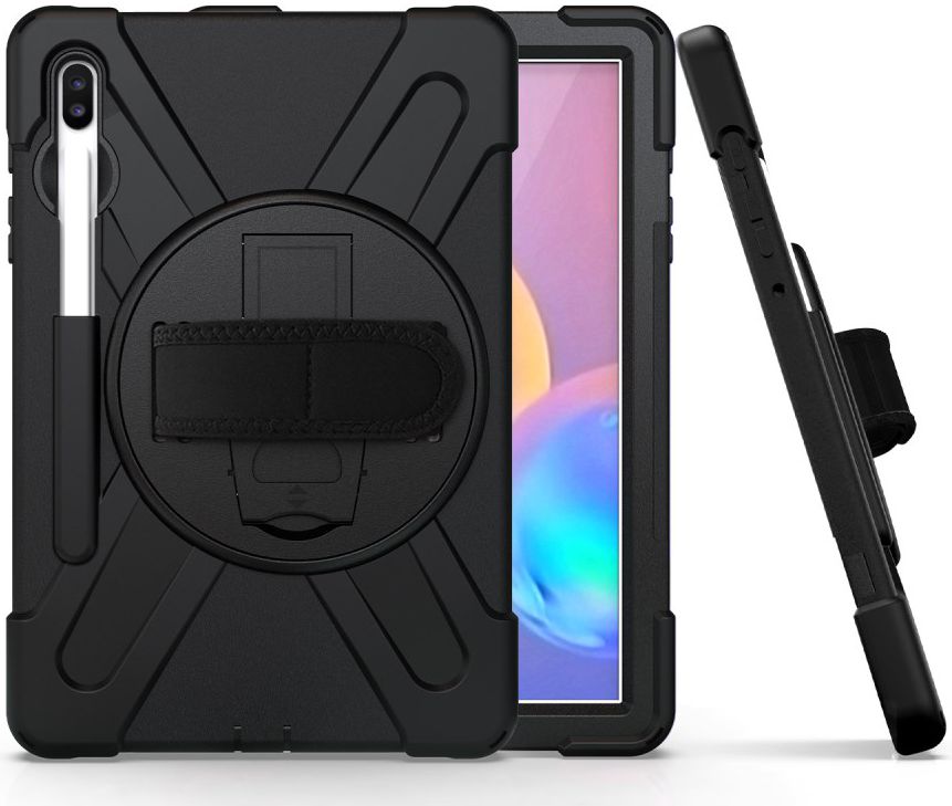 Samsung Galay Tab S6 Hybride Kickstand Hoesje met Handriem Zwart afbeelding 8