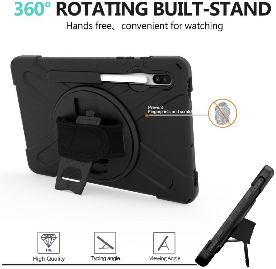Samsung Galay Tab S6 Hybride Kickstand Hoesje met Handriem Zwart afbeelding 9