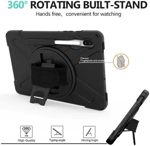Samsung Galay Tab S6 Hybride Kickstand Hoesje met Handriem Zwart afbeelding 9