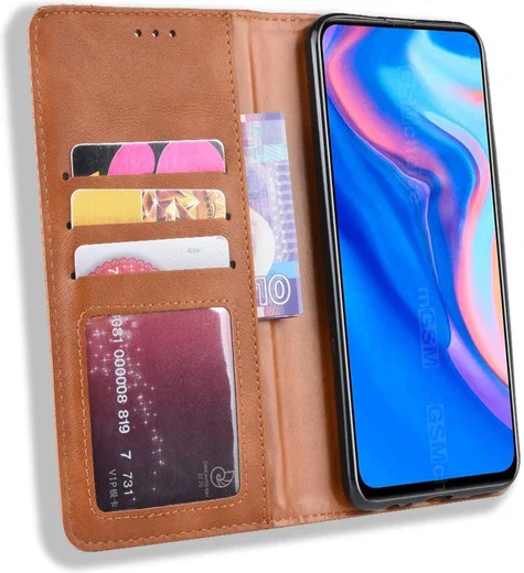 Huawei P Smart Z / Honor 9X Vintage Portemonnee Hoesje Bruin afbeelding 1