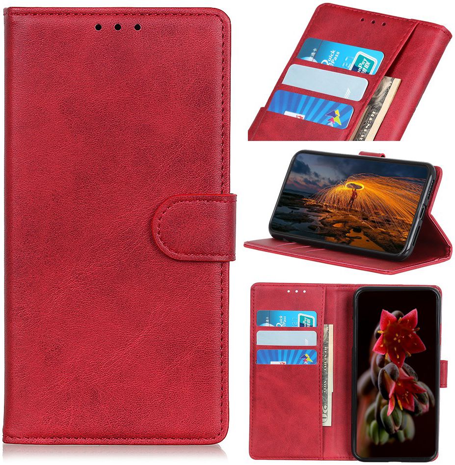 Motorola Moto E6s / E6 Plus Bookcase Hoesje Met Pasjes Rood afbeelding 4