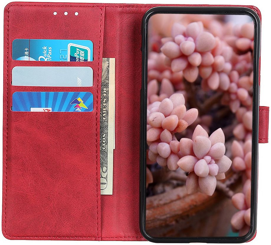 Motorola Moto E6s / E6 Plus Bookcase Hoesje Met Pasjes Rood afbeelding 3